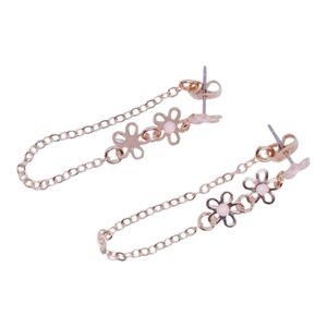 Gold chain flower‎ studded earrings